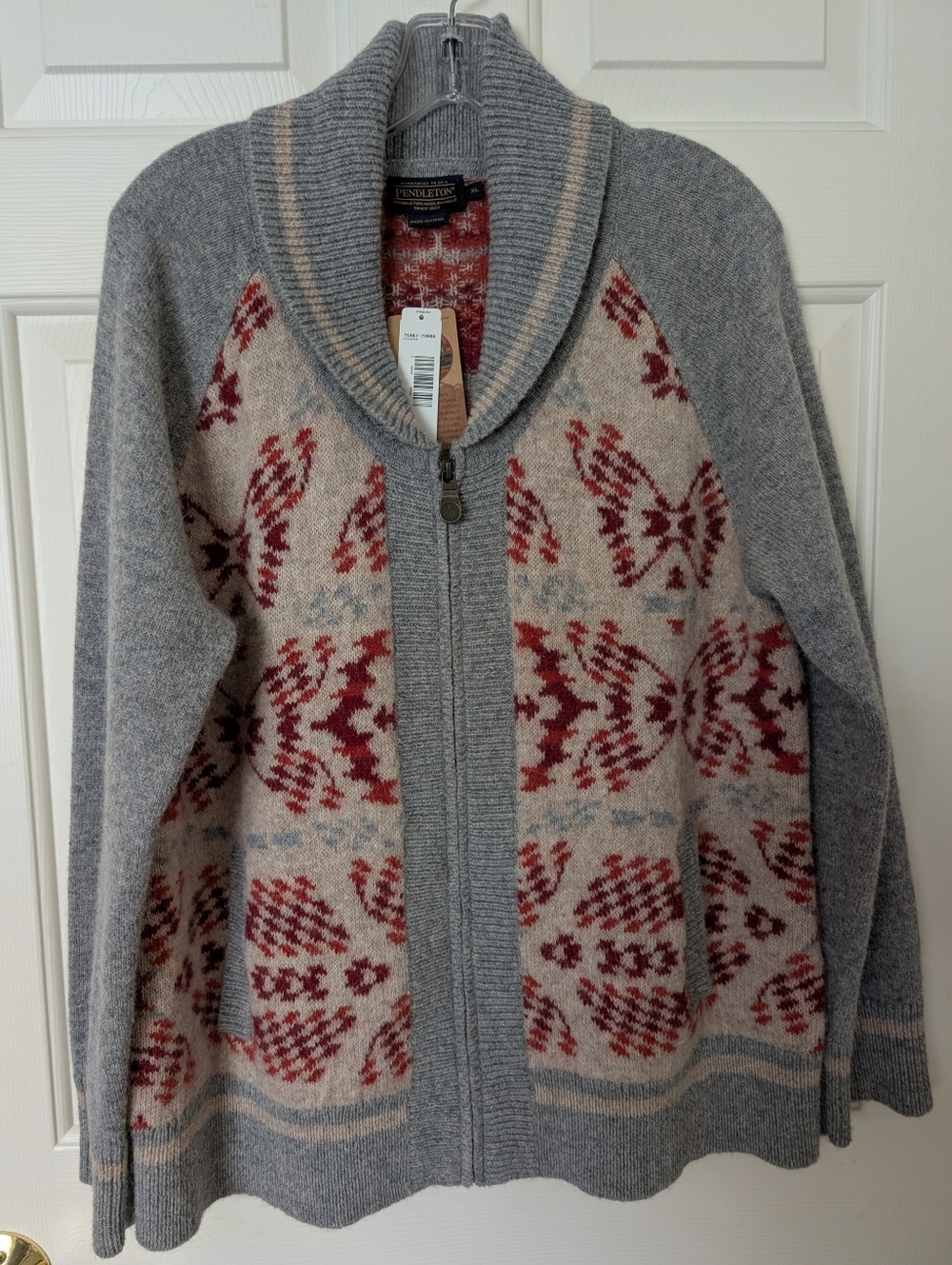 Pendleton Boho Western Wool Alpaca Zip Up Cardigan.  NWT Size XL